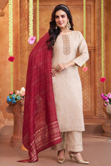 Pale Peach Tissue Woven Straight Cut Suit