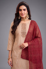 Pale Peach Tissue Woven Straight Cut Suit