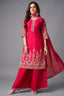 Pink Chinon Silk Embroidered Straight Cut Suit