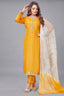 Yellow Art Silk Woven Straight Cut Suit