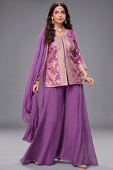 Lavender Tissue Woven Palazzo Suit