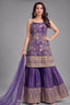 Purple Tissue Floral Woven Sharara Suit