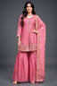 Light Pink Tissue Silk Woven Sharara Suit