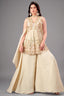 Cream Tissue Silk Beads and Cutdana Worked Peplum Palazzo Suit