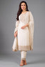 Pearl White Art Silk Straight Cut Suit with Sequin and Embroidery Work