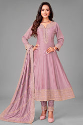 Light Purple Art Silk Sequin Worked Anarkali Suit