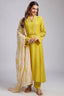 Yellow Cotton Mul V Neck A Line Kurta Set