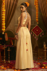 Cream Embroidery Mirror Worked Co-Ord Set with Mirror Work