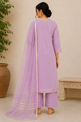 Lilac Purple Gotta Lace Cotton Straight Cut Suit