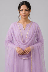 Lilac Purple Gotta Lace Cotton Straight Cut Suit