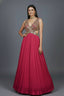 Pink Chinon Wraped Style Side Cutout Anarkali Suit with Sequin Mirror Work