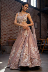 Rose Pink Silk Designer Lehenga with Sequin Work