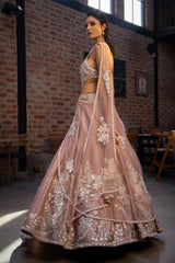 Rose Pink Silk Designer Lehenga with Sequin Work