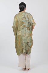 Green Crepe Silk Printed Shirt Style Kurti