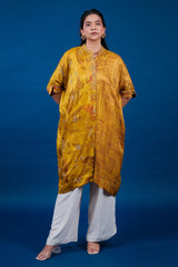 Mustard Crepe Silk Printed Kurti