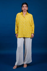 Yellow Cotton Thread Embroidered Tunic Top
