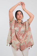 Multi Colored Crepe Silk Printed Kaftan Style Tunic