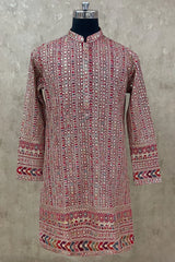 Hot Pink Georgette Sequin Embroidered Kurta Set