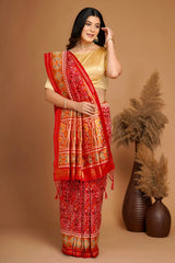 Red Traditional Patola Woven Saree in Silk
