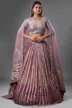 Dusty Mauve Tissue Pleated Lehenga