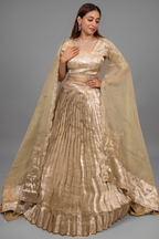 Pista Green Tissue Pleated Lehenga