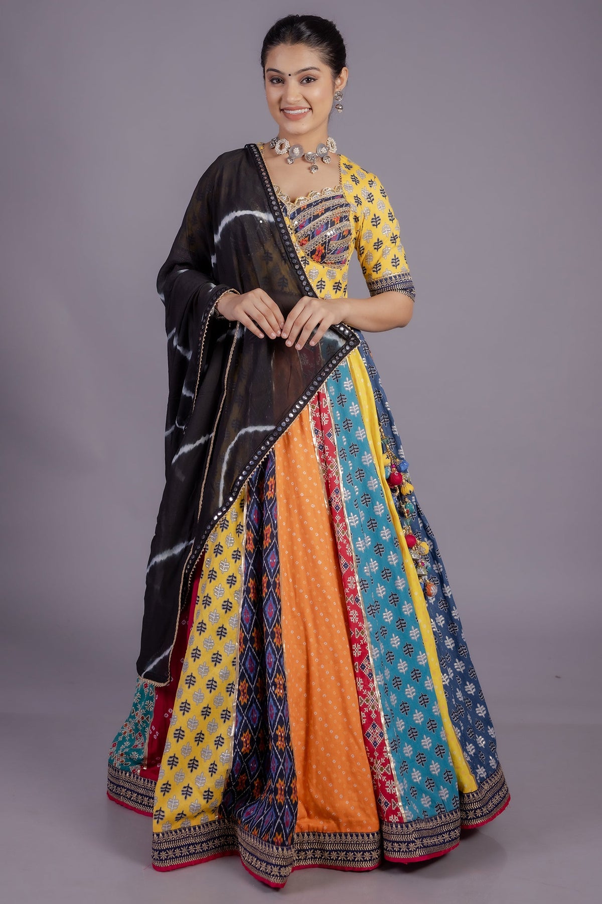 Multi Colored Cotton Flared Printed Chaniya Choli