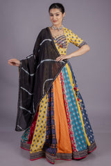 Multi Colored Cotton Flared Printed Chaniya Choli