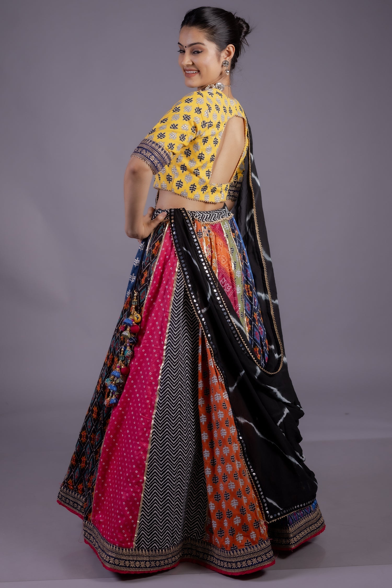 Multi Colored Cotton Flared Printed Chaniya Choli