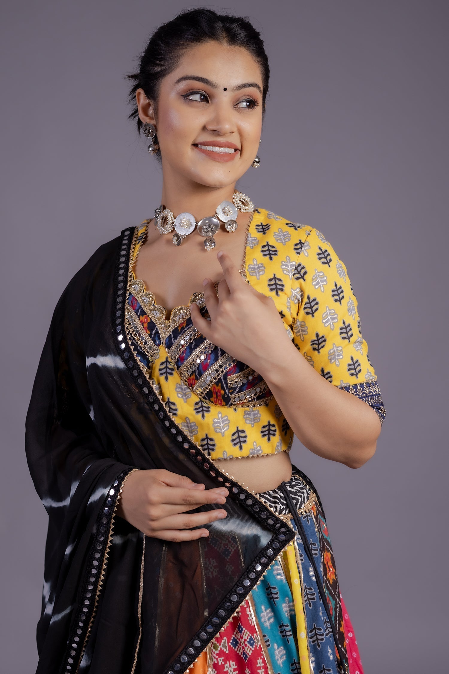 Multi Colored Cotton Flared Printed Chaniya Choli