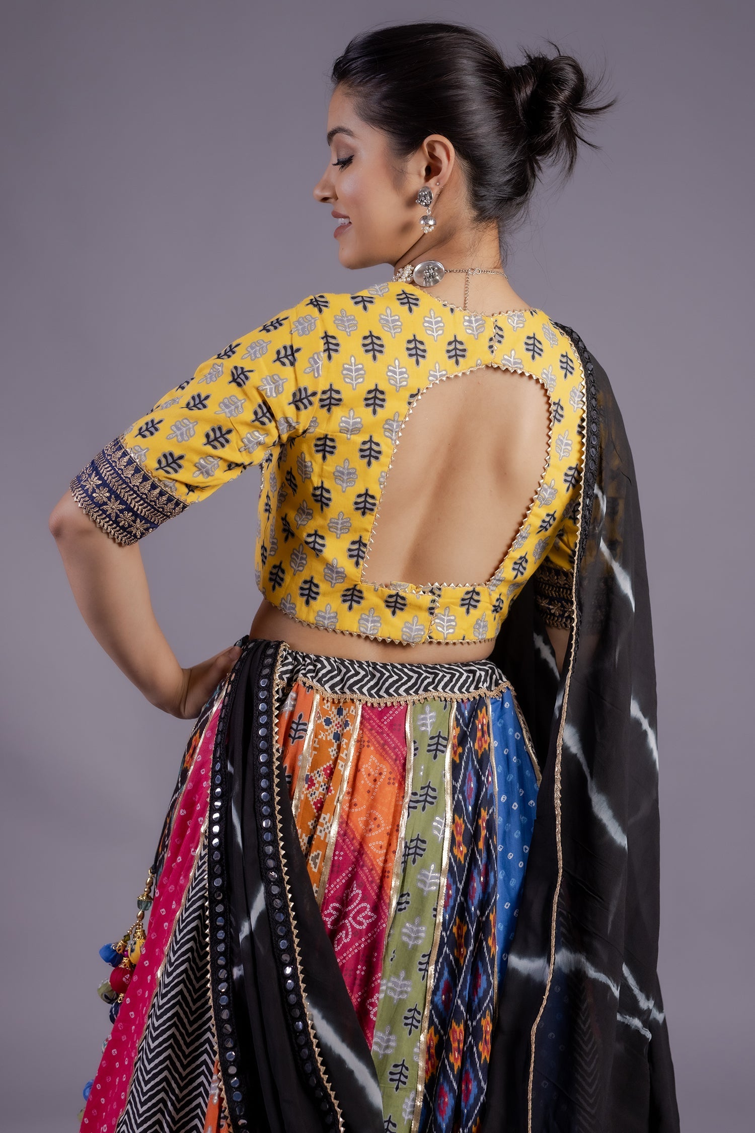Multi Colored Cotton Flared Printed Chaniya Choli