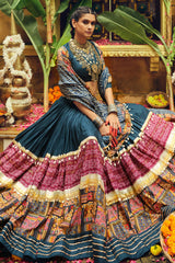Blue Rayon Printed Chaniya Choli