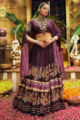 Purple Rayon Printed Chaniya Choli