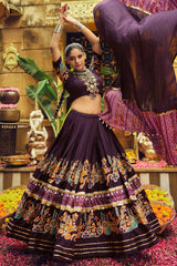 Purple Rayon Printed Chaniya Choli
