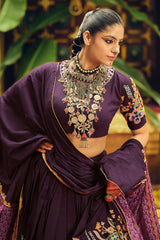 Purple Rayon Printed Chaniya Choli