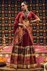Maroon Rayon Printed Chaniya Choli
