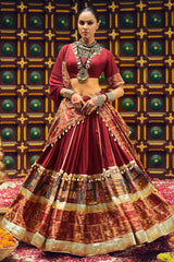 Maroon Rayon Printed Chaniya Choli