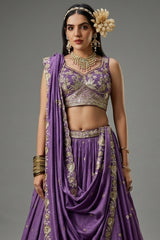 Purple Georgette Sequin Embroidered Lehenga