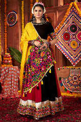 Multi Colored Viscose Cotton Kachchi Embroidered Chaniya Choli