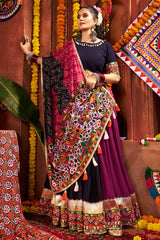 Multi Colored Viscose Cotton Chaniya Choli with Bandhej and Kachchi Work Dupatta