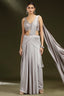 Grey Imported Pleated Lehenga with Attached Dupatta