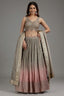 Grey and Pink Ombre Tissue Sequins Worked Lehenga