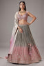 Grey and Pink Ombre Tissue Sequin Embroidered Lehenga