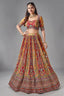 Yellow and Red Crepe Silk Printed Lehenga