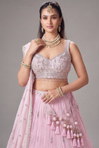 Light Pink Georgette Floral Embroidered and Sequin Worked Lehenga
