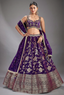 Purple Silk Floral Zari Woven Lehenga