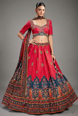Pink Chiffon Silk Digital Floral Printed Lehenga with Sequins Work