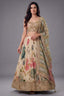 Cream Chinon Silk Floral Printed Flared Lehenga