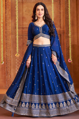 Blue Art Silk Sequin Embroidered Lehenga