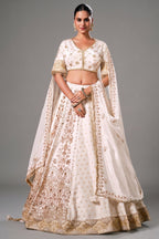 Ivory Premium Dola Silk Lehenga with Intricate Handcrafted Borders