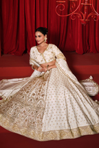 Ivory Premium Dola Silk Lehenga with Intricate Handcrafted Borders